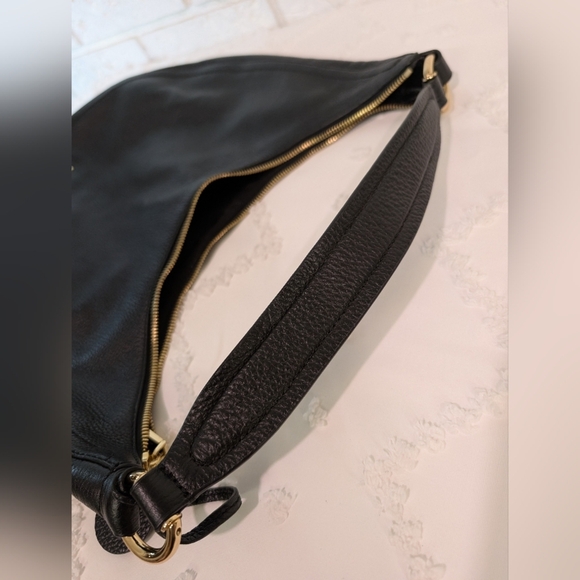 Michael Kors Lydia Large Black Pebbled Leather Shoulder Bag Hobo Boho Purse MK - Picture 7 of 16